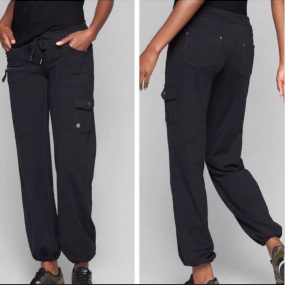 NEW Athleta Bettona Boyfriend Pant Black Cargo Cinch Contrast Stitch Women's XS - Picture 2 of 16